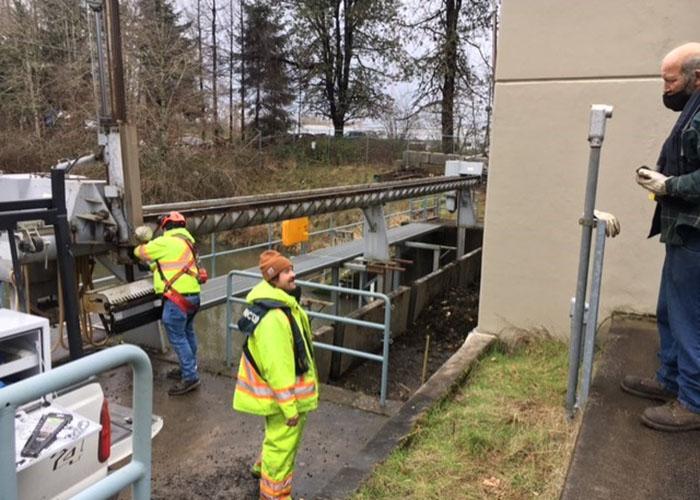 Crew working at a pump station